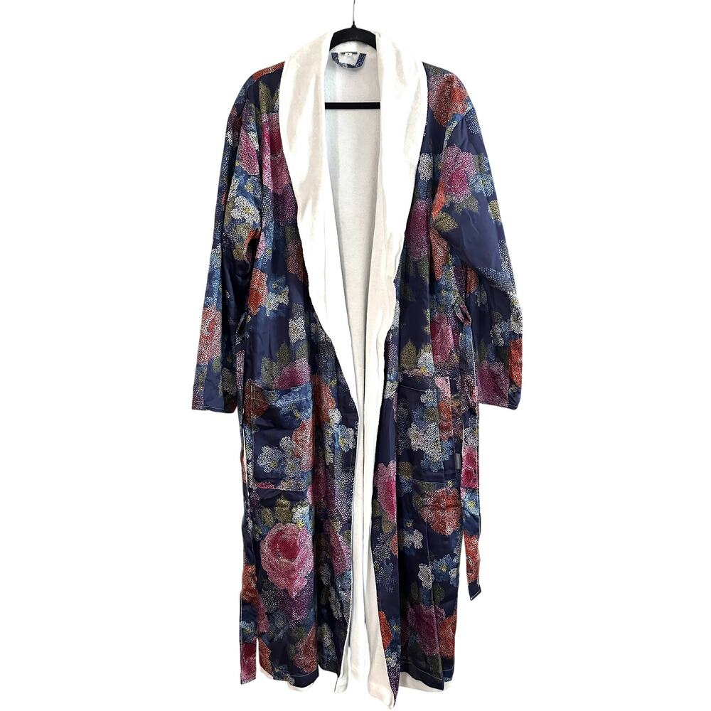 SCHLOSSBERG Floral Reversible Robe Dressing Gown Luxury Linens - Sz Medium